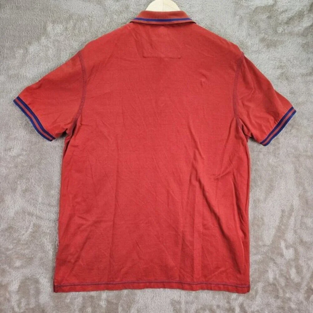 Bugatchi Polo Shirt Red Short Sleeve Contrast Collar Men's Size L Golf - Picture 2 of 10